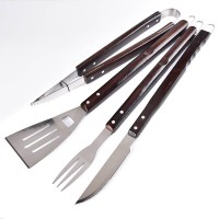 Bbq Spatula Fork Tongs Knife 4 Piece A Set Stainless Steel Barbecue Cooking Tools Set