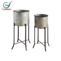 Galvanized flower pot with Stand,Modern designs Flower Pot Holder,Indoor metal Potted Rack