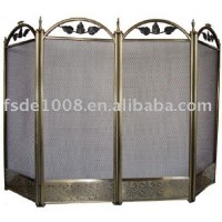 antique brass fireplace screen /4 fold screen/ mesh