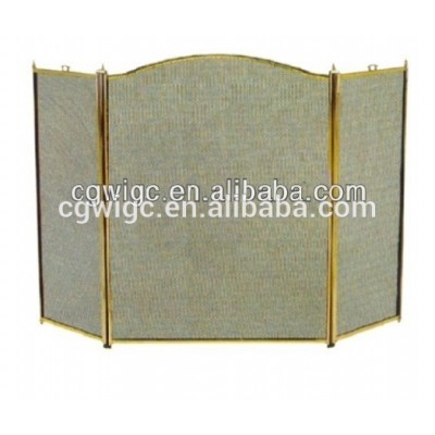 traditional polished brass frame fire screen