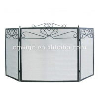 folding black iron fire screen