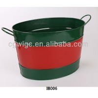 Popular HOT-SALE red&green striped metal ice bucket wholesale