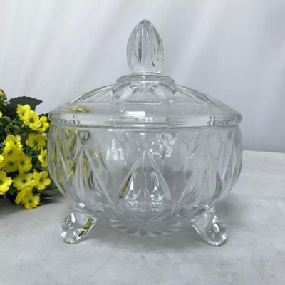 Glassware candy pot glass candy jar white glass sugar