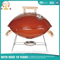 Chrome plated BBQ grill design wooden Handle rotisserie Football Charcoal grill