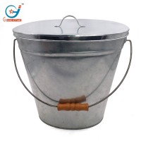 galvanized metal pet food storage box Round Metal Waste Bin Trash Cans Tin Garbage Bin