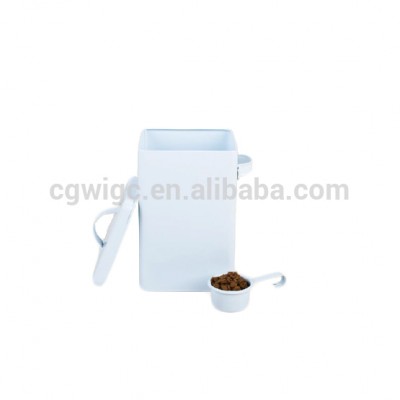 square iron container for pet food with lid