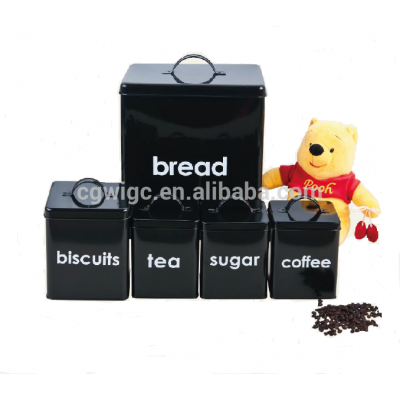 5 pcs household metal canister sets bread /sugar/coffee/tea/biscuits