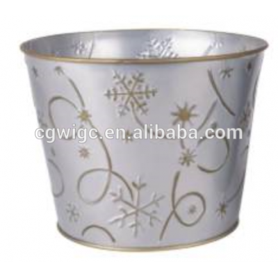 HOT-SALE Christmas Silvery snowflake pattern metal big bucket